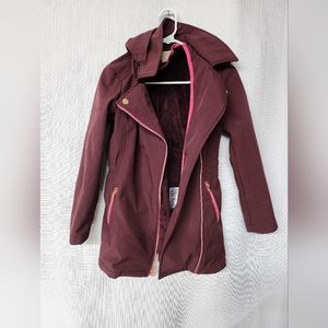 Michael Kors MK Girls Asymmetrical Coat Parka Jacket Brick Maroon Girls Sz 14